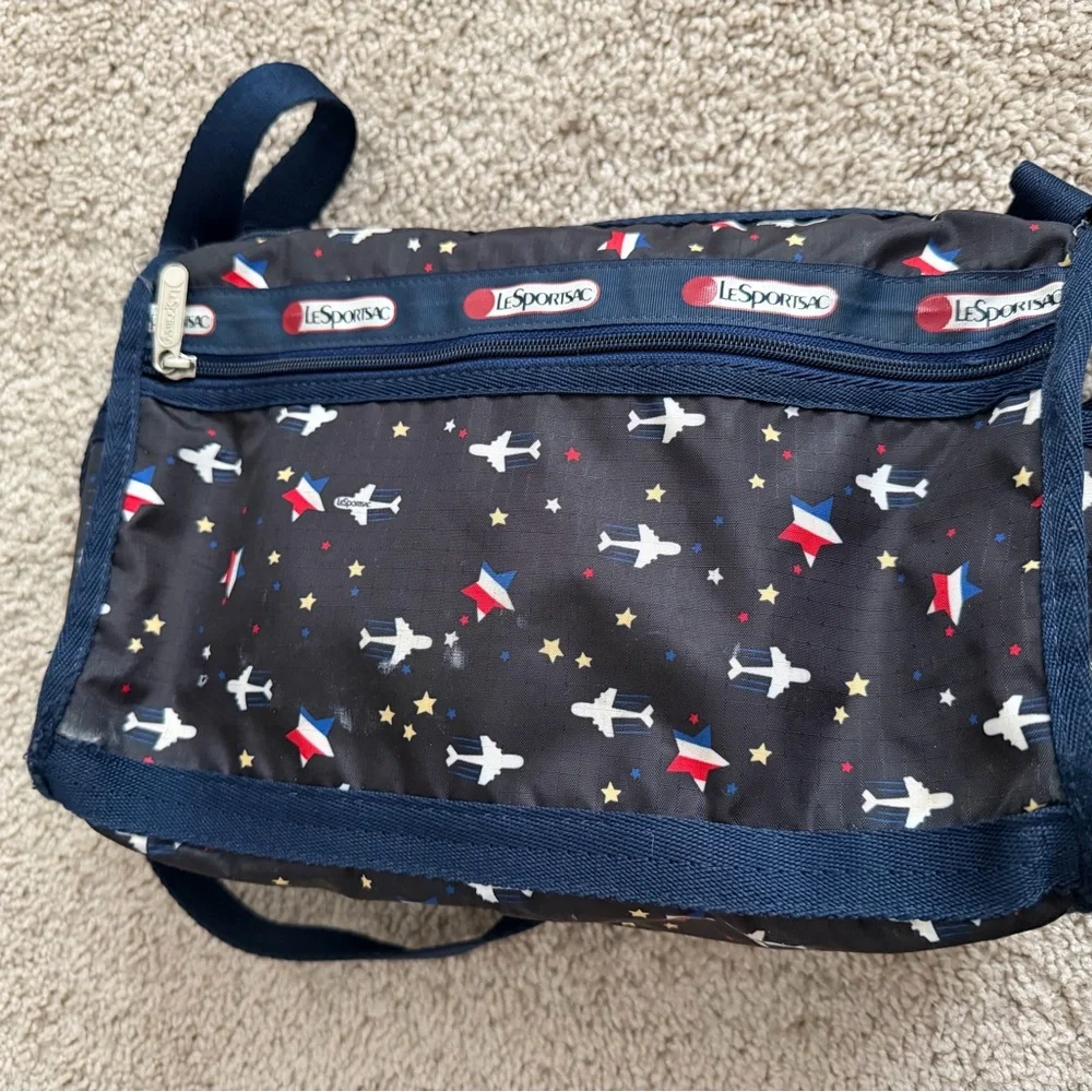 LeSportsac Deluxe Everyday Bag Navy Planes & Stars Print Crossbody